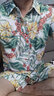 古澤鯊GUZESHA21夏季新款夏威夷青年花色印花花襯衫男沙灘短褲寬松套裝 5號色套裝 L 曬單實(shí)拍圖