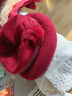 恒源祥中老年人帽子女款冬季老人加絨防寒保暖兔毛帽冬天媽媽毛線(xiàn)帽 酒紅色-六葉花 只有帽子 曬單實(shí)拍圖