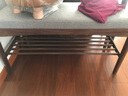 源氏木語(yǔ)實(shí)木換鞋凳現代簡(jiǎn)約穿鞋凳客廳家用軟包坐墊入戶(hù)凳子多材質(zhì)門(mén)口凳 黑胡桃木0.8米換鞋凳布藝亞麻灰 曬單實(shí)拍圖