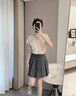 ELLE【學(xué)院百褶裙】灰色高腰顯瘦半身裙女2025春季新款小個(gè)子短裙 深灰 S 曬單實(shí)拍圖