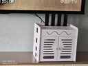 路由器收納盒機頂盒置物架電線收納盒wifi電線插線板盒集線路由器收納盒收納柜壁掛理繞器插排收納 四層特大號 擺放 曬單實拍圖
