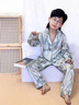 莫代爾新款真絲睡衣男童長(zhǎng)袖套裝春秋薄款夏季兒童家居服夏款帥氣男孩空 419提花寬條 140cm 曬單實(shí)拍圖