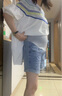 革曼孕婦裝夏季短袖上衣時(shí)尚洋氣時(shí)髦2024新款小個(gè)子薄款孕婦兩件套 白色短袖+牛仔短褲 M 曬單實(shí)拍圖