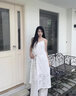 ELLE2025春季新款提花氣質(zhì)吊帶連衣裙女設(shè)計(jì)感度假風(fēng)小眾純棉裙子 白色 L 曬單實(shí)拍圖