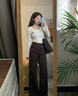 嬌茹妮2025設(shè)計(jì)感小眾V領(lǐng)長(zhǎng)袖T恤女春秋內(nèi)搭短款打底衫美式辣妹修身上衣 杏色 L 曬單實(shí)拍圖
