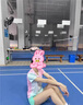 DUBLS羽毛球服女裝套裝定制夏季短袖衣服運(yùn)動(dòng)球衣印字網(wǎng)球比賽隊(duì)服男 78016B粉色+3668白褲套裝 XL 曬單實(shí)拍圖