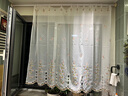熊啾啾 穿管簾田園窗幔簾刺繡韓式布藝窗簾成品門(mén)簾廚房簾紗簾免打孔 乳白色半透明軟紗 120CM高x150CM寬 曬單實(shí)拍圖