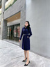 威世品職業(yè)裝毛呢大衣女冬中長(cháng)款加厚呢子外套售樓部酒店前臺工裝工作服 藏藍色(加棉) 加厚 L 曬單實(shí)拍圖