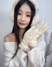 溪谷幽幽羽絨手套女秋冬季加絨加厚防風(fēng)防水東北玩雪開(kāi)車(chē)觸屏保暖騎行手套 米白 【北極絨內里 防風(fēng)防水】 均碼 曬單實(shí)拍圖