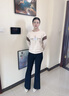 千語淇（QYQLADY）2025新款春秋季時尚套頭長袖衛(wèi)衣寬松羽毛印花T恤女裝打底衫6233 杏色 M 建議80-100斤 曬單實拍圖