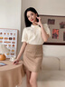 FSHE旗袍新中式國風(fēng)連衣裙設計感女小眾2025夏季高級感復古短袖襯衫 [兩]旗袍上衣+卡其色半身 M 95-108斤 曬單實(shí)拍圖