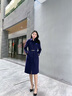 威世品職業(yè)裝毛呢大衣女冬中長(cháng)款加厚呢子外套售樓部酒店前臺工裝工作服 藏藍色(加棉) 加厚 L 曬單實(shí)拍圖