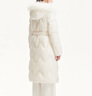 VEROMODA羽絨服24冬新款貉子毛連帽暗紋長款90絨收腰324412012 蜜乳白色 165/84A/M 曬單實拍圖