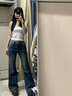 棉致美式復古微喇牛仔褲女夏季新款顯瘦直筒垂感休閑褲子寬松 復古藍【1101高品質(zhì)31.5】 L 100-115斤 曬單實(shí)拍圖