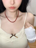 伊夢嬌紅瑪瑙項鏈女水晶瑪瑙玉髓翡翠玉石紅色寶石散珠子本命年頸鏈鎖骨 紅瑪瑙+珍珠 曬單實拍圖