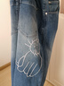 幻走（MOVEUP）2024冬季新款.FUN系列松緊腰口袋趣味繡花牛仔直筒褲女 牛仔藍 M 曬單實(shí)拍圖