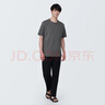 無(wú)印良品（MUJI）男式 水洗粗棉線圓領(lǐng)短袖T恤 男士打底衫純棉全棉 男裝 深灰色 AB1MFA4S S (165/84A) 曬單實(shí)拍圖