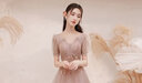 塞德勒晚禮服裙宴會(huì )2025新款輕奢高級感小眾高端氣質(zhì)仙氣主持人設計感女 藕粉色 L 曬單實(shí)拍圖