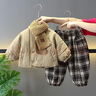 寶唄派（BOWBAYPAL）男童冬季套裝兒童衣服男孩加絨加厚酷帥棉服三件套一歲寶寶冬裝潮 卡其色加厚純色棉服套裝 90 1-2歲 體重22-26斤左右穿 曬單實(shí)拍圖