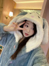 雅鹿珊瑚絨三層夾棉睡衣女秋冬季加絨加厚連帽睡袍可愛(ài)浴袍家居服冬天 NSJYI-84803女款 【夾棉袍+夾棉褲】 L 【建議100-120斤】 曬單實(shí)拍圖