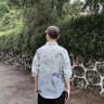 安初夏短袖襯衫男士休閑套裝夏季衣服男裝酷帥搭配帥氣七分袖襯衣三件套 3035綠漸變寸衣+棉白T+K033藍褲 XL 【120-140斤】 曬單實拍圖
