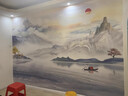 客廳山水畫壁紙電視背景墻壁布沙發(fā)影視墻裝飾自粘3d立體墻貼壁畫 款式1（尺寸定制） 宮廷絲綢布/平方 曬單實拍圖