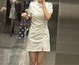 太平鳥(niǎo)女裝新中式牛仔連衣裙夏新款顯瘦別致旗袍短裙氣質(zhì)提花裙子 米白 L 曬單實(shí)拍圖