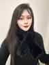 豬小耙（ZHUXIAOPA）平板毛絨圍巾仿獺兔毛加厚保暖圍脖女秋冬季百搭交叉簡(jiǎn)約圍巾 黑色 88cm 曬單實(shí)拍圖
