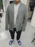 羅蒙（ROMON）春夏男士亞麻商務(wù)休閑西服夾克潮流百搭西裝便服棉麻布料單西外套 灰色 3XL 曬單實(shí)拍圖