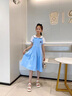 迪士尼女童連衣裙夏季薄款2025新品兒童洋氣時髦感初中學生大童裙子 藍色 150 曬單實拍圖