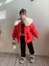 G.duck女童冬季新款加絨仿皮草外套女寶寶保暖外套網(wǎng)紅洋氣帶毛領(lǐng)派克服 紅色【加絨加厚】 120【身高(110-120)cm】 曬單實(shí)拍圖