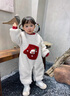 班喜迪嬰兒衣服冬裝嬰幼兒連體衣過年拜年服寶寶喜慶新年禮服外出服冬季 米色 90cm 曬單實(shí)拍圖