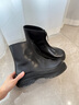 愛(ài)步（ECCO）靴子女 黑色厚底增高中筒套筒牛皮女靴 蹤跡220743 黑色22074301001 37 曬單實(shí)拍圖