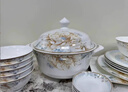 骨語(yǔ)  高檔金邊碗碟套裝送禮家用輕奢景德鎮骨瓷陶瓷餐具套裝碗盤(pán)餐具 金邊琉璃56頭實(shí)用配置富貴煲 56頭 曬單實(shí)拍圖