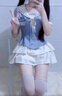 婍妡學(xué)院風(fēng)jk制服套裝裙女日系海軍襯衫女主播服裝甜美減齡水手服套裝 套裝 海軍領(lǐng)上衣+杏色短裙+領(lǐng)結(jié) S 建議90斤以內(nèi) 曬單實(shí)拍圖