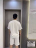 稻草人華夫格小熊刺繡短袖t恤男夏季國潮設計感新中式寬松大碼半袖上衣 白色 T184 L 曬單實(shí)拍圖