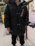 EBAER兒童棉服2024冬裝男女童連帽棉衣外套中長(zhǎng)款保暖棉襖 濃墨黑 140 曬單實(shí)拍圖