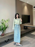 香影牛仔半身裙女2026春季新款港風(fēng)淺色小個(gè)子梨形百搭過(guò)膝中長(cháng)裙 牛仔藍 S 曬單實(shí)拍圖