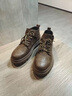 熊貓猿春夏季男鞋高幫工裝鞋子男士英倫風(fēng)馬丁靴男工裝復古棉鞋加絨保暖 棕色 41 曬單實(shí)拍圖