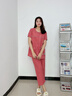 允織純棉睡衣女夏季短袖七分褲全棉夏天薄款2025年新款女士家居服套裝 1013-豆沙紅 XL (170) ：建議120-140斤穿著 曬單實(shí)拍圖