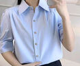 衣品元藍(lán)色襯衫女2025年夏季法式泡泡袖面試正裝職業(yè)通勤短袖小個子上衣 寶藍(lán)色 L 藍(lán)（110-120斤） 曬單實拍圖