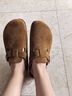 BIRKENSTOCK勃肯德國進(jìn)口男女款牛皮絨面革軟底Boston包頭拖鞋 棕色窄版1009543 39 曬單實(shí)拍圖