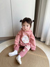 幼歌（YOUGE）嬰幼兒寬松小兔印花連帽兔耳朵加絨衛衣綿軟舒適打底褲 桃粉色上衣 80 cm 曬單實(shí)拍圖