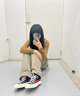 COMME DES GARCONS日本CDG川久保玲PLAY新款袖口愛心針織羊毛開衫毛衣男女情侶外套 焦糖色女款 XXS (155) 曬單實拍圖