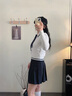 紫涵（ZIHAN）紫涵短款撞色翻領(lǐng)絞花針織毛衣女2024年冬季新款學(xué)院風(fēng)套頭針織衫 米金 S 曬單實(shí)拍圖