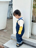 幼歌（YOUGE）【軟牛仔】嬰幼兒休閑卡通字母口袋寬松柔軟直筒潮牛仔背帶褲 牛仔藍 (66-90開(kāi)檔扣） 90 cm 曬單實(shí)拍圖