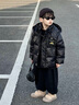 G.DUCKKIDS黑色金兒童羽絨服男女童長(cháng)款寶寶加厚防風(fēng)保暖中大童冬裝過(guò)膝外套 黑金短款 寬松身高+10拍 150 建議身高140-150cm年齡9-10歲 曬單實(shí)拍圖