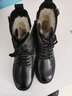 強人3515女靴馬丁靴女冬保暖羊毛靴側拉鏈棉靴 黑色 37 曬單實(shí)拍圖