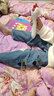 蘿蜜兔女童哈倫牛仔褲春秋季韓版1-7歲中小兒童老爹褲寶寶寬松休閑褲子 黃藍愛(ài)心款 100 cm 曬單實(shí)拍圖
