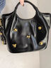 京贊女包小眾皮質(zhì)包面包小狗海德公園托特包包女高級感手提單肩斜挎包 黑色(帶掛件) 曬單實(shí)拍圖